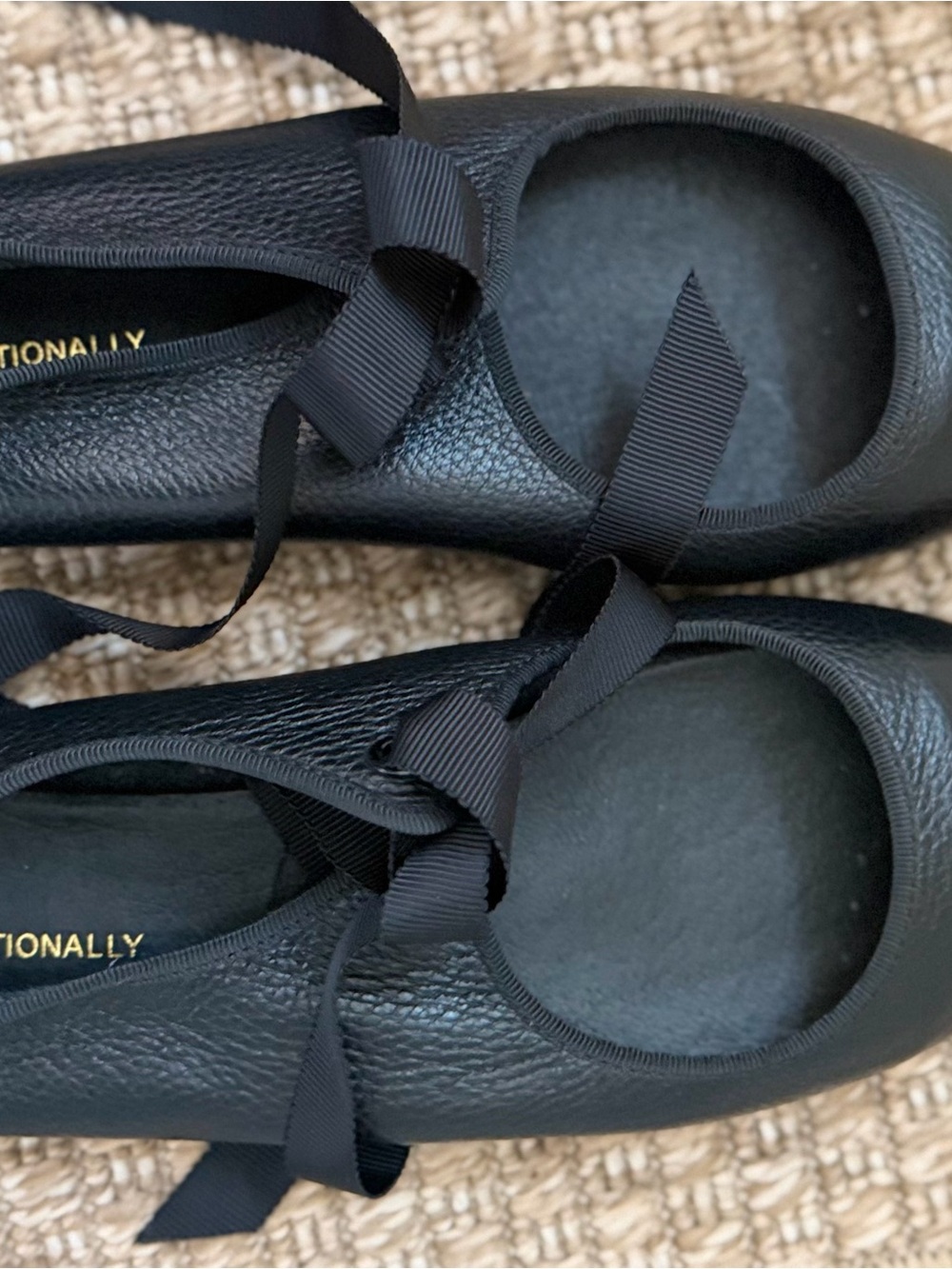 Intentionally blank size 7 Black Leather Ribbon Ballet Flats